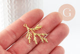 Pendentif corail zamac doré 18K 36mm,pendentif coquillage, laiton doré, pendentif corail,création bijoux, x1 G9488