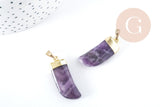 Pendentif corne améthyste naturel 37mm,pendentif pierre naturelle création bijoux, x1 (G8283)