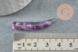 Pendentif corne améthyste,creation bijou, Pendentif bijoux,pendentif pierre, amethyste naturelle, pierre non percee,38mm, x1 (G1298)