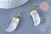 Pendentif corne cristal de roche 37mm,pendentif bijoux, pendentif quartz naturel, pendentif pierre, x1 (G6660)