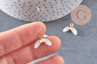 Pendentif corne croissant jade naturel blanc 21mm, x1 (G1366)