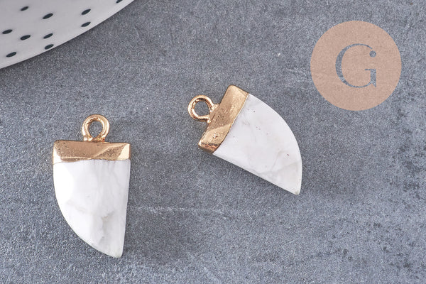 Pendentif corne howlite blanche, pendentif bijoux,howlite naturelle, pendentif howlite,21mm x1 (G2016)