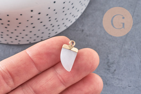 Pendentif corne jade blanc,pendentif bijoux, jade naturel,jade blanc,pendentif jade,21mm, x1 (G0834)