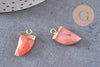 Pendentif corne jade rose corail, pendentif pierre, jade naturelle, pendentif jade,21mm, x1 (G0345)