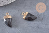 Pendentif corne jade noir,pendentif bijoux, jade naturelle, pendentif jade,21mm, x1 (G0079)