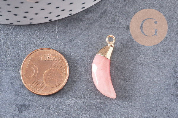 Pendentif corne jade rose,jade rose,pendentif bijoux, jade naturelle, pendentif jade,26mm x1 (G1131)