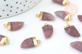 Pendentif corne quartz fraise transparent, pendentif bijoux, quartz fraise naturel,20mm, x1 (G5507)