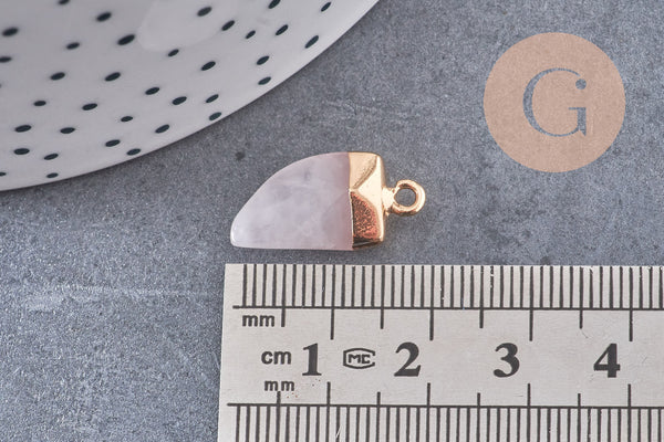 Pendentif corne quartz rose,pendentif bijoux, quartz rose naturel, pendentif jade,21mm, x1 (G1513)