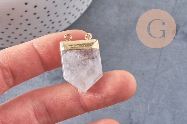 Pendentif cristal hexagone, pendentif bijoux,pendentif pierre,quartz transparent naturel,28mm x1 (G2485)