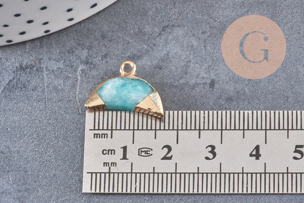 Pendentif croissant lune amazonite doré,lune amazonite, amazonite naturelle,18mm x1 (G1208)