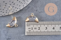 Pendentif croissant lune cristal de roche doré,pendentif bijoux,lune cristal naturel,18mm x1 (G1207)