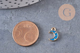 Pendentif croissant lune étoiles émail bleu zamac doré 11.5mm, x1 (G5920)