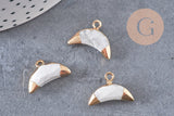 Pendentif croissant lune howlite naturelle doré 18mm, pendentif bijoux pierre naturelle x1 (G1206)