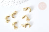 Pendentif croissant lune laiton doré 15mm,création bijou céleste, x 5 G8074