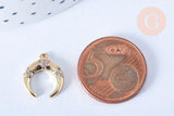Pendentif croissant lune laiton doré 18k 16mm (G6257)