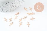 Pendentif croix acier 201 inoxydable or rose 16.5mm, x2 (G10188)
