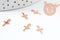 Pendentif croix acier 201 inoxydable or rose 16.5mm, x2 (G10188)