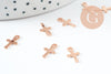 Pendentif croix acier 201 inoxydable or rose 16.5mm, x2 (G10188)