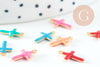 Pendentif croix acier 304 inoxydable doré émail multicolore 10mm, x10 (G10747)