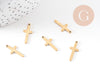 Pendentif croix acier doré inoxydable 19mm, un bijou en acier hypoallergénique sans libération de nickel, x5 (G6060)