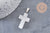 Pendentif croix cristal de roche acier inoxydable 29mm,pendentif pierre, support argent, création bijoux,quartz naturel, x1 (G5842)