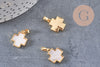 Pendentif croix laiton or blanc nacre 18K 15mm, x1 (G5985)