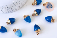 Pendentif d'agate naturelle teintée en bleue 24mm, x1 (G5588)