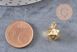 Pendentif dé 20 faces doré 18K,pendentif doré jeu,porte-bonheur, Pendentif jeu, 13.5mm, x1 (G3793)