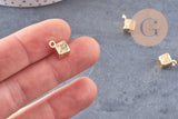 Pendentif dé 6 faces doré 18K et zircons 13.5mm, x1 (G4267)