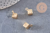 Pendentif dé 6 faces doré 18K et zircons ,pendentif doré jeu,porte-bonheur,laiton doré, Pendentif jeu, 13.5mm, x1 (G4267)