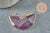 Pendentif demi-cercle améthyste fer doré 41mm,pendentif bijoux,lune améthyste,pendentif pierre améthyste naturelle, x1 G2331