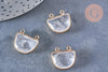 Pendentif demi-cercle en cristal de roche facetté laiton doré 18mm, x1 (G6865)