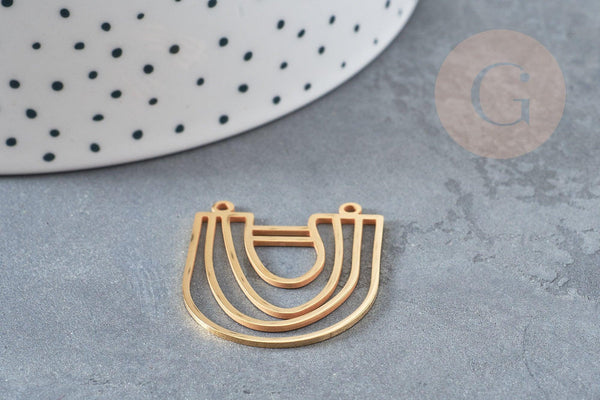 Pendentif demi-cercle géométrique acier 201 inoxydable doré 18K 23.5mm,création bijoux sans nickel, x1 G6125