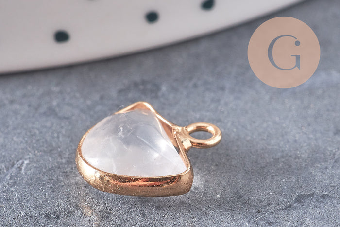 Pendentif demi cristal de roche,pendentif bijoux, pendentif pierre,quartz transparent naturel,pendentif quartz,13.5m, x1, G2339