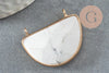 Pendentif demi-lune howlite naturelle laiton doré 32mm, x1 (G0782)