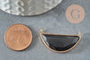 Pendentif demi-lune jade naturel noir laiton doré 32mm,creation bijou, Pendentif bijoux pierre naturelle, x1 G0353
