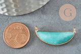 Pendentif demi-lune jade turquoise laiton doré 32mm,creation bijou,pendentif pierre naturelle, x1 G0888