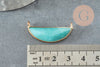 Pendentif demi-lune jade turquoise laiton doré 32mm,creation bijou,pendentif pierre naturelle, x1 G0888