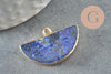 Pendentif demi-lune lapis lazuli naturel fer doré 27mm,Pendentif création bijoux pierre naturelle x1 G3941