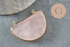Pendentif demi-lune quartz rose naturel laiton doré 32mm,création bijoux litothérapie, x1 G0740