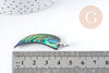 Pendentif dent nacre noire naturelle abalone laiton argenté 39-55mm, pendentif coquillage noir Ormeau, x1 (G8905)