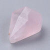 Pendentif diamant quartz rose,Pendentif pour bijoux, pendentif rose,quartz rose naturel,21mm, x1 (G6277)