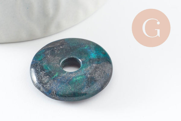 Pendentif donut Quartz vert teinté,pendentif quartz, pendentif pierre,quartz rose naturel, pendentif pierre cercle,25mm, x1 (G3984)