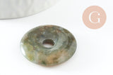 Pendentif donut agate verte mousse naturelle 30mm, x1 (G3983)