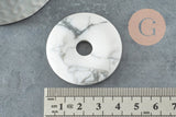 Pendentif donut howlite blanche marbrée,pendentif bijoux pierre, howlite naturelle,39-40mm, x1 (G4367)