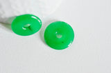 Pendentif donut jade vert teinté,pendentif jade, pendentif pierre,jade naturel, jade vert,jade vert naturel, Unité, 23mm-G1049