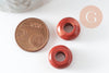 Pendentif donut jaspe rouge naturel pour création de bijou en pierre, pendentif pierre cercle,14mm, x2 (G4494)