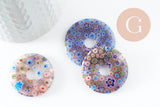 Pendentif donut millefiori murano multicolore 29-39mm x1 (G1451)