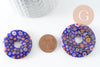 Pendentif donut millefiori murano multicolore 29-39mm x1 (G1451)