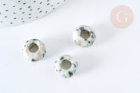 Pendentif donut perle rondelle jaspe sésame création bijoux 14mm, création bijoux pierre, x 2 (G7560)
